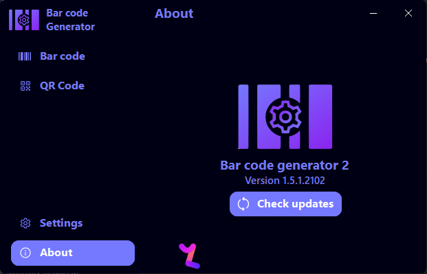 About page of Bar code generator