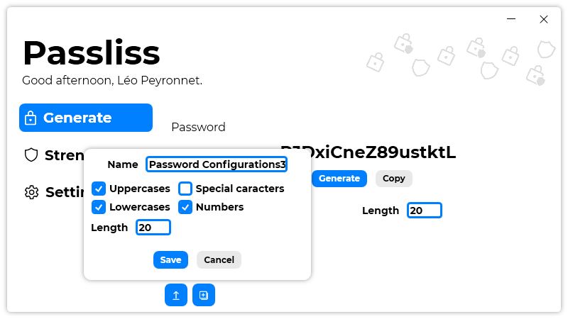 Passliss’ Password configuration feature