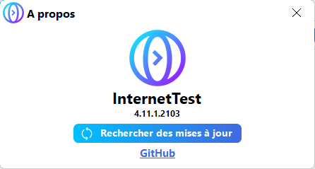 The About window of InternetTest 4