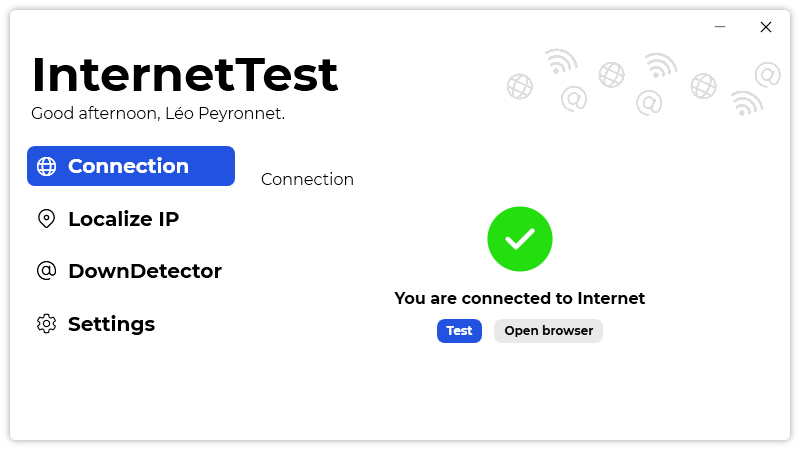 The main window of InternetTest 5