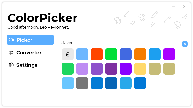 The history of the “Picker” page of ColorPicker.