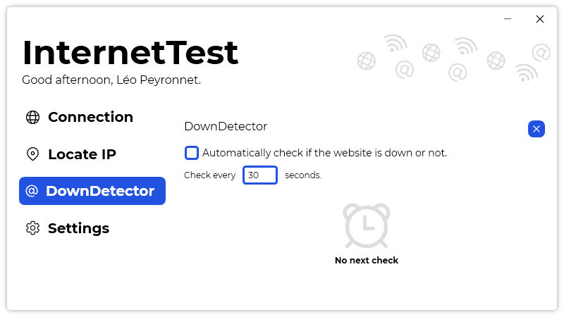 The “DownDetector” page of InternetTest.
