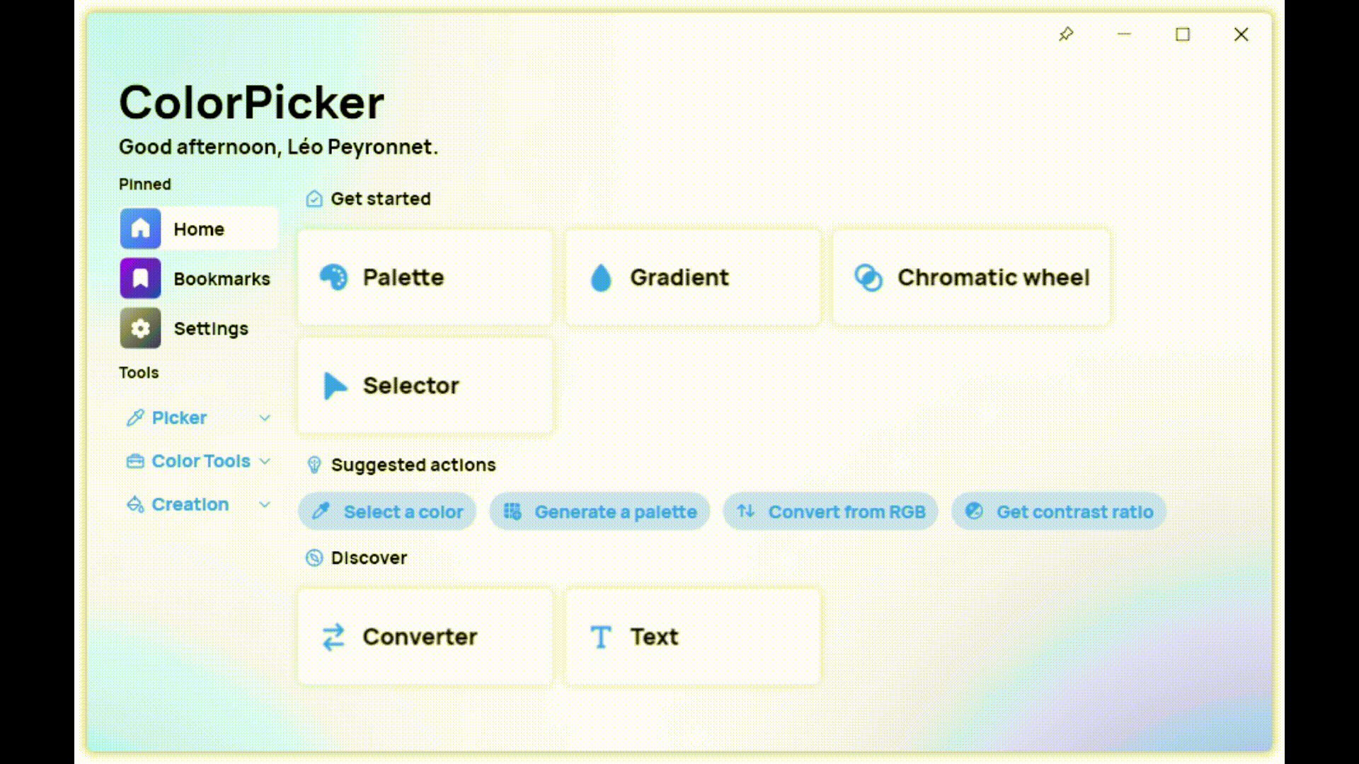 The Home dashboard is dynamic and unique for each user