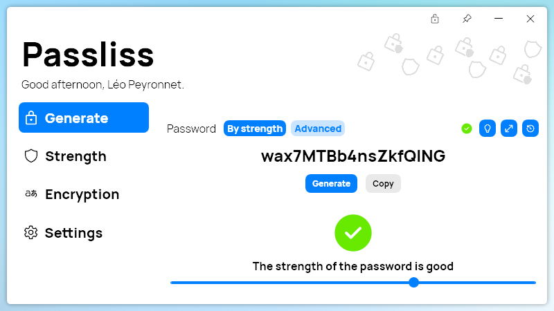 The new “Generate by strength” section of Passliss