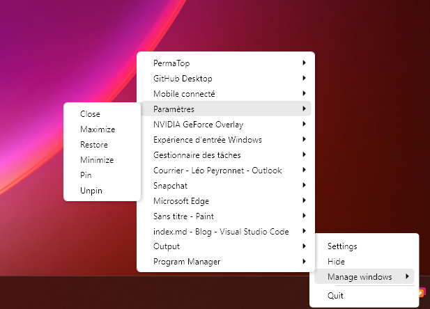 The new system tray menu