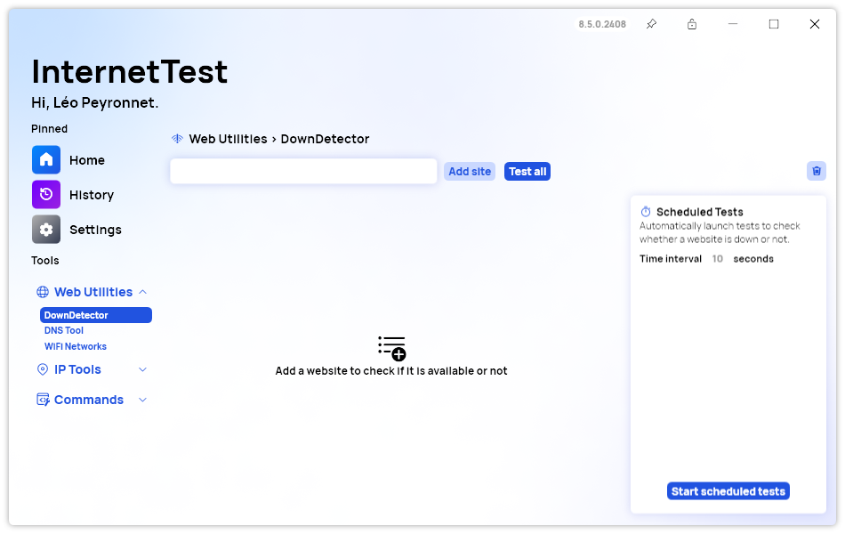 A Clear button has been added to the DownDetector page