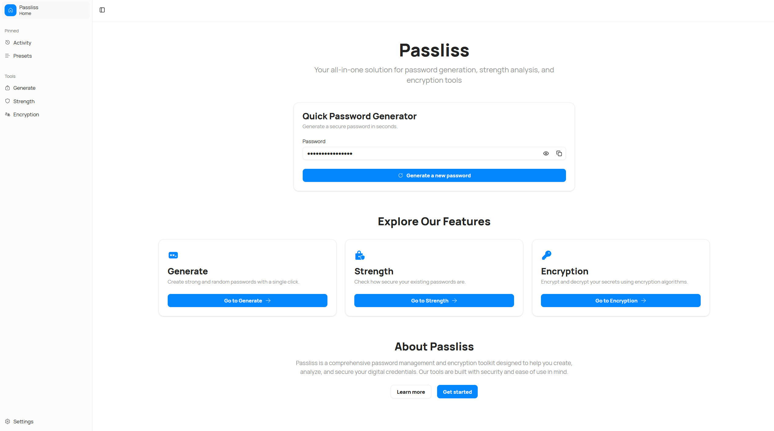 The new sidebar in Passliss