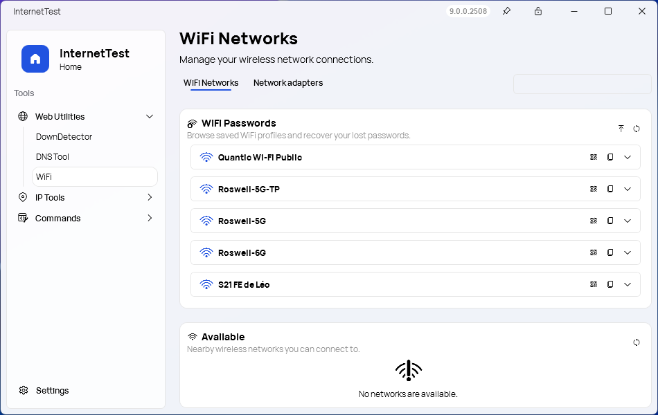The WiFi Tools page